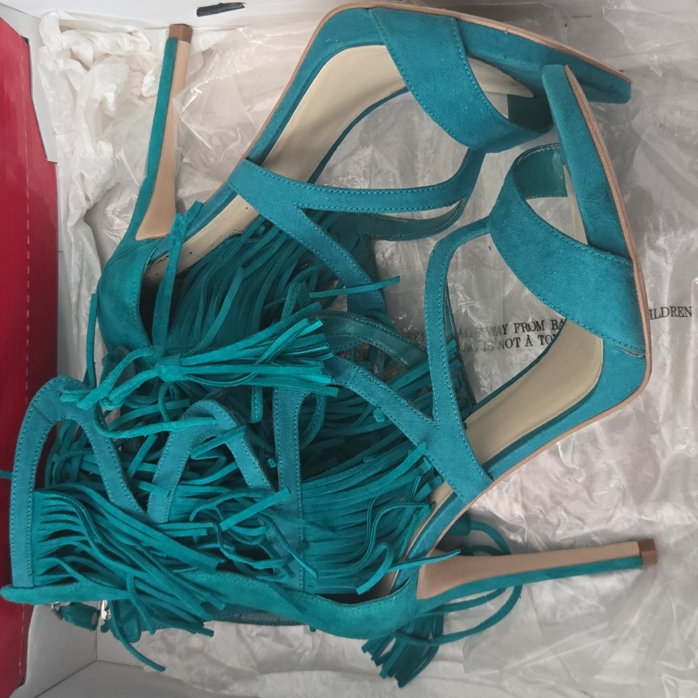 Guess Turquoise Fringe High Heels